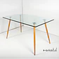 Mesa Rectangular Francia con Cubierta de Vidrio y Patas Metálicas Terminación Madera 130x80 - Miniatura 2