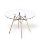 Mesa 100cm Eames Comedor de Vidrio y madera para Comedor Reunion Eventos - Miniatura 2
