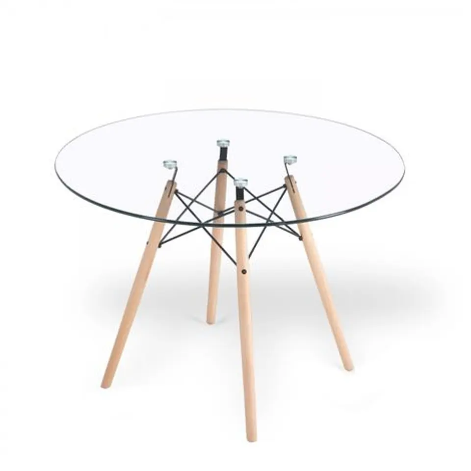 Mesa 100cm Eames Comedor de Vidrio y madera para Comedor Reunion Eventos 2