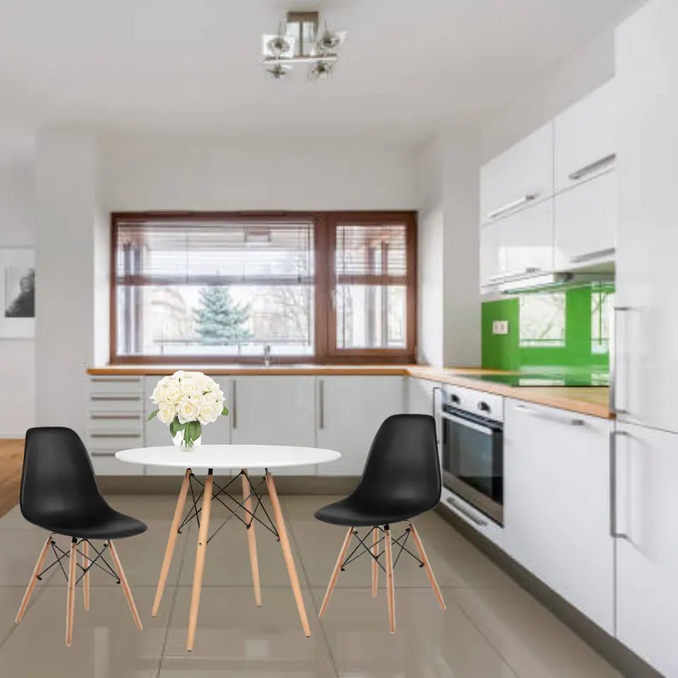 Mesa MDF Redonda +2 Sillas Eames – Comedor 80cm 5
