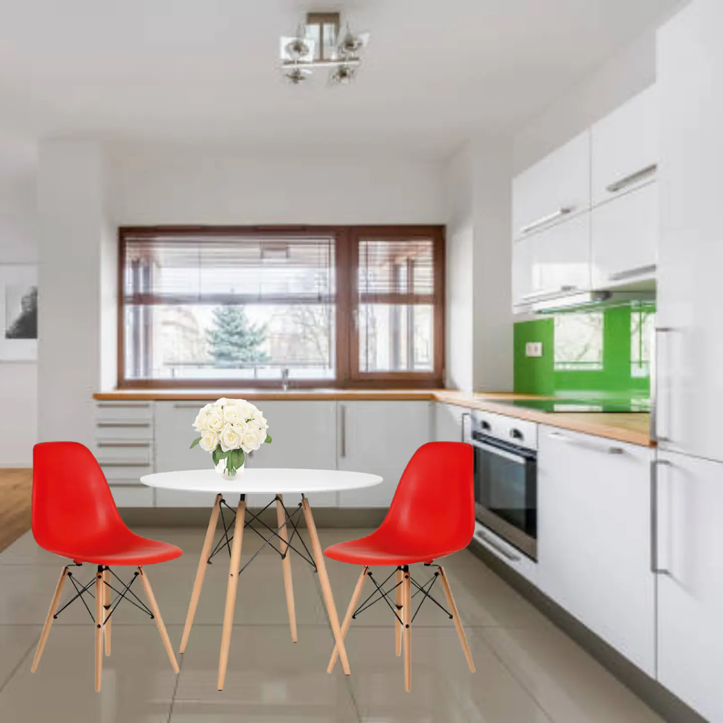 Mesa MDF Redonda +2 Sillas Eames – Comedor 80cm 3