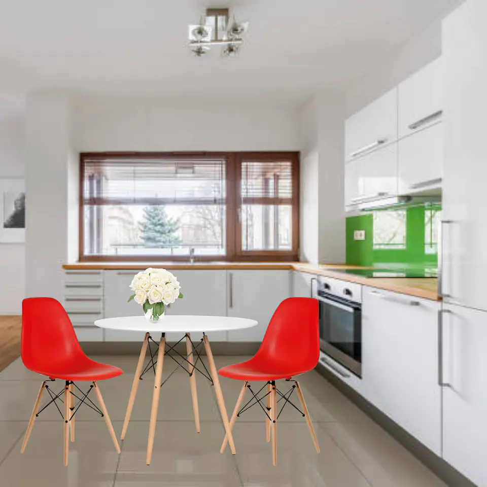 Mesa MDF Redonda +2 Sillas Eames – Comedor 80cm 3