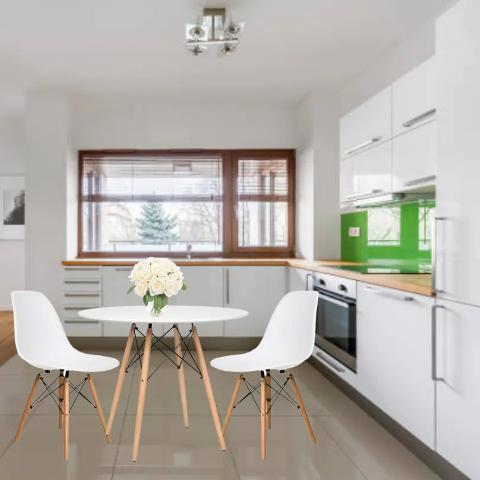 Mesa MDF Redonda +2 Sillas Eames – Comedor 80cm 1