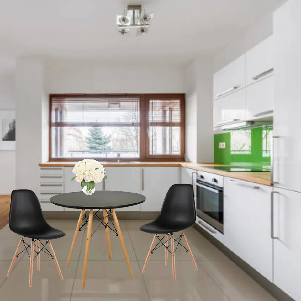 Mesa MDF Redonda +2 Sillas Eames – Comedor 80cm 2