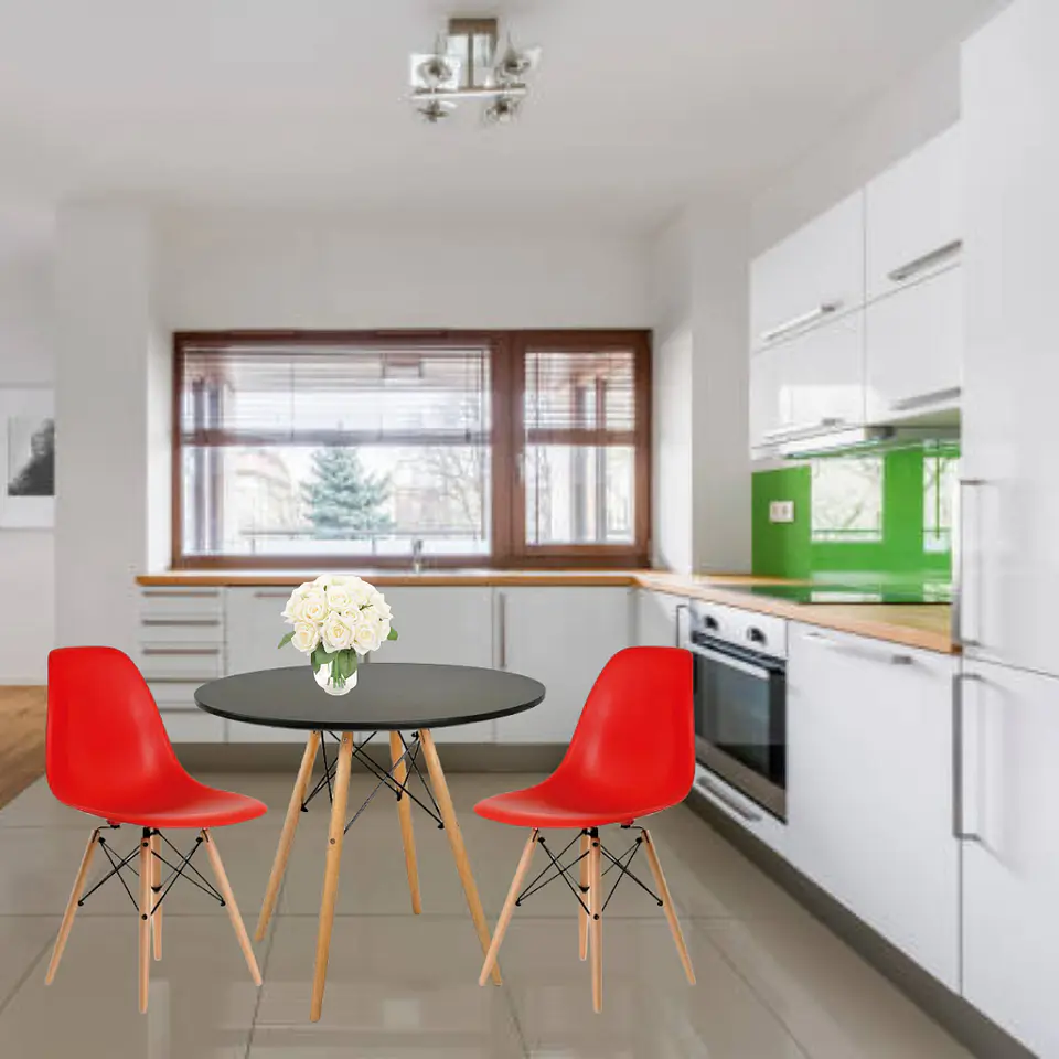 Mesa MDF Redonda +2 Sillas Eames – Comedor 80cm 7