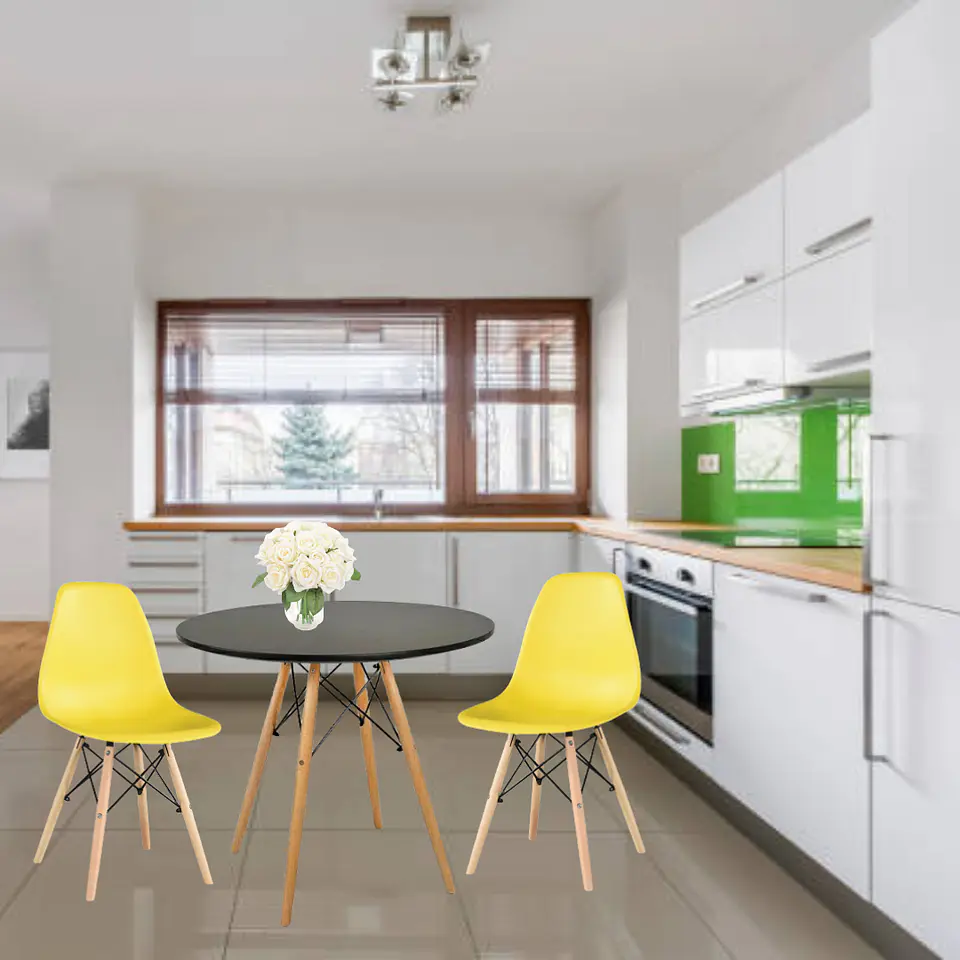 Mesa MDF Redonda +2 Sillas Eames – Comedor 80cm 8