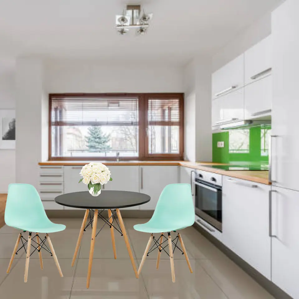 Mesa MDF Redonda +2 Sillas Eames – Comedor 80cm 10