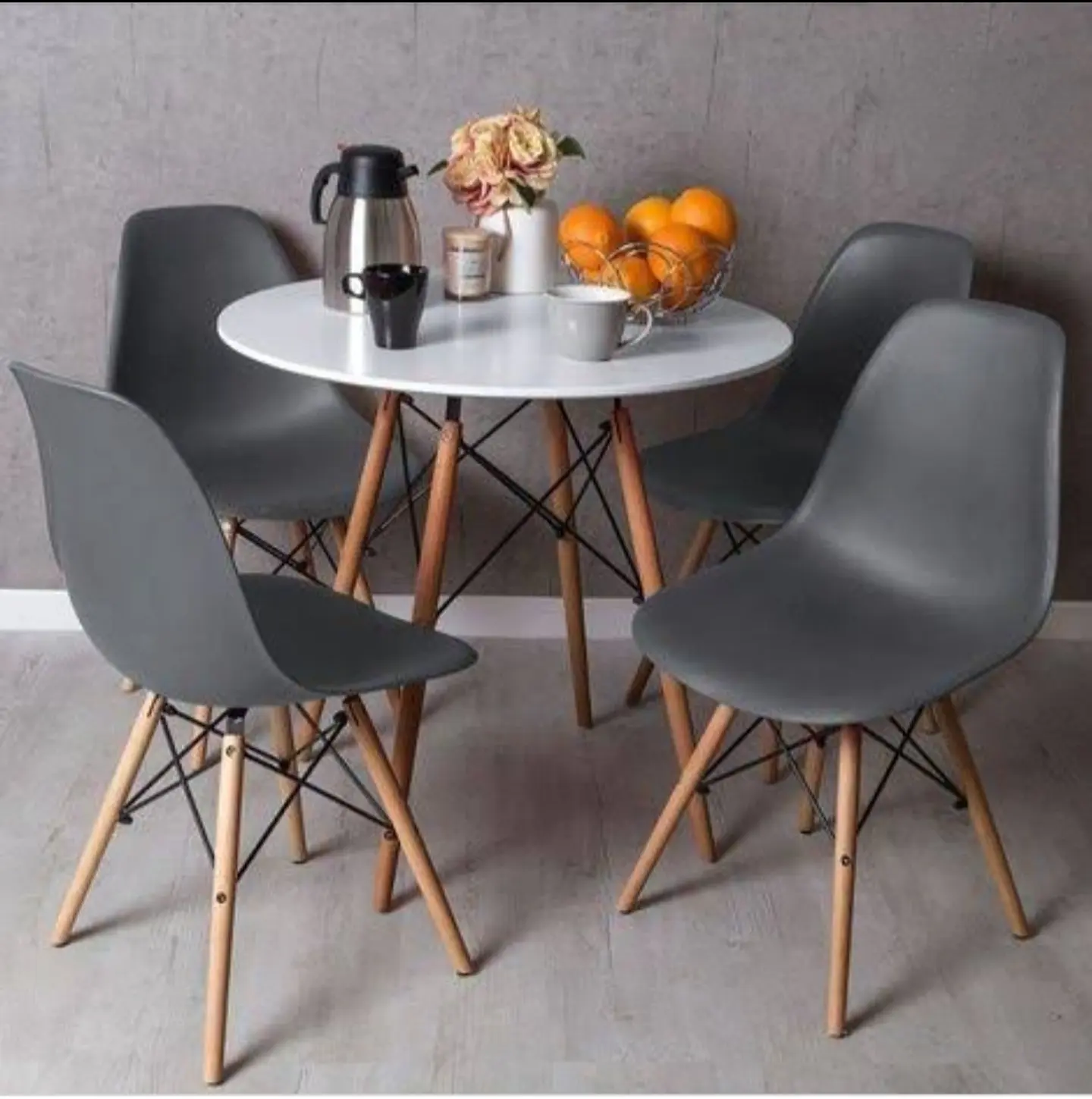Comedor Redondo Melamina 4 Sillas Eames – Mesa 80cm 6