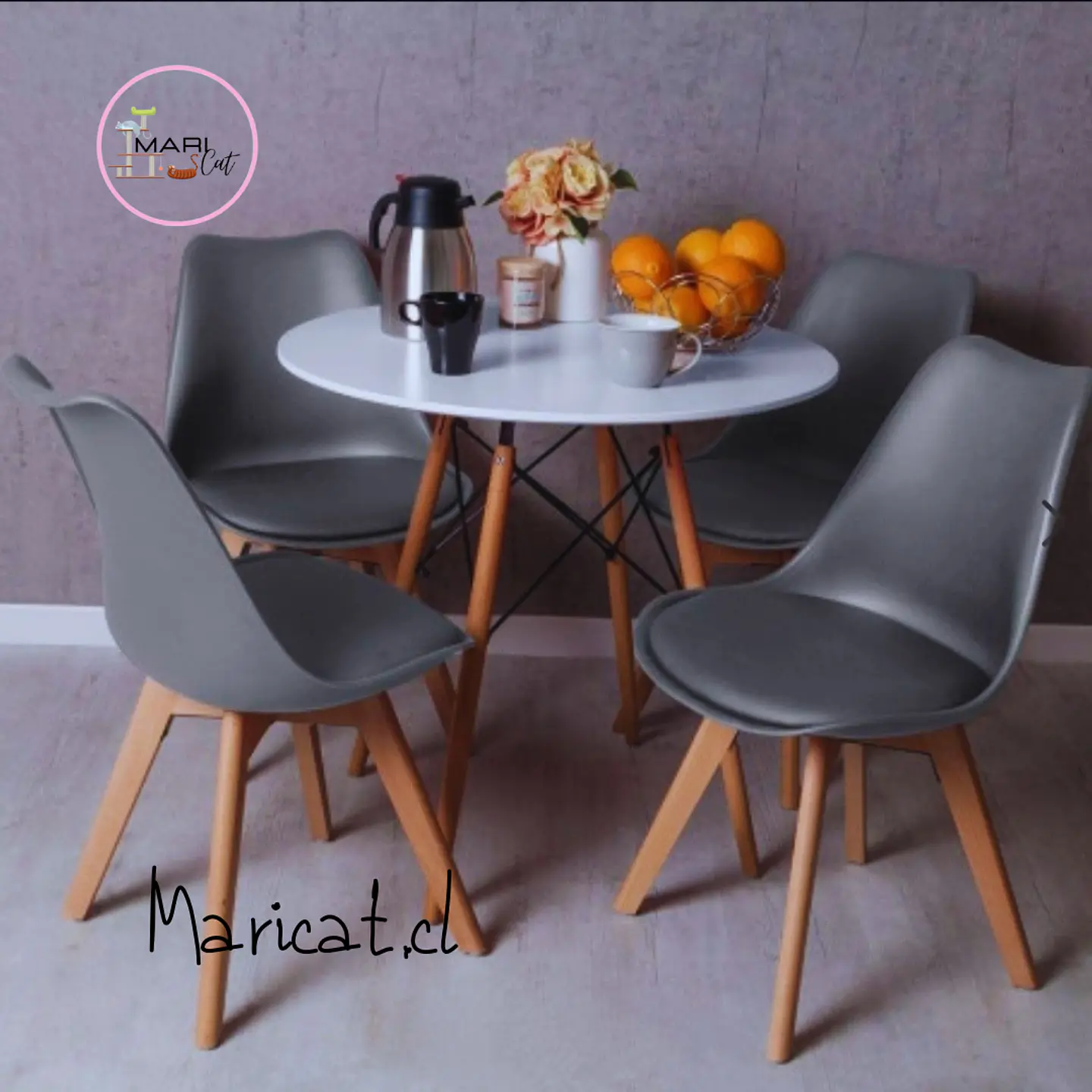 Comedor Redondo Melamina 4 Sillas Tulip – Mesa 80cm 5