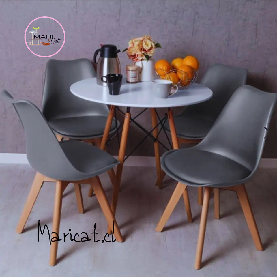 Comedor Redondo Melamina 4 Sillas Tulip – Mesa 80cm 5