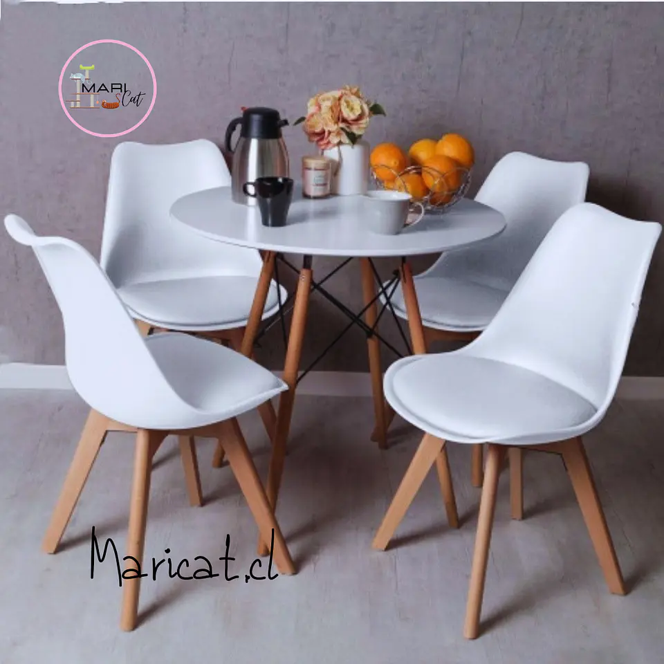 Comedor Redondo Melamina 4 Sillas Tulip – Mesa 80cm 7