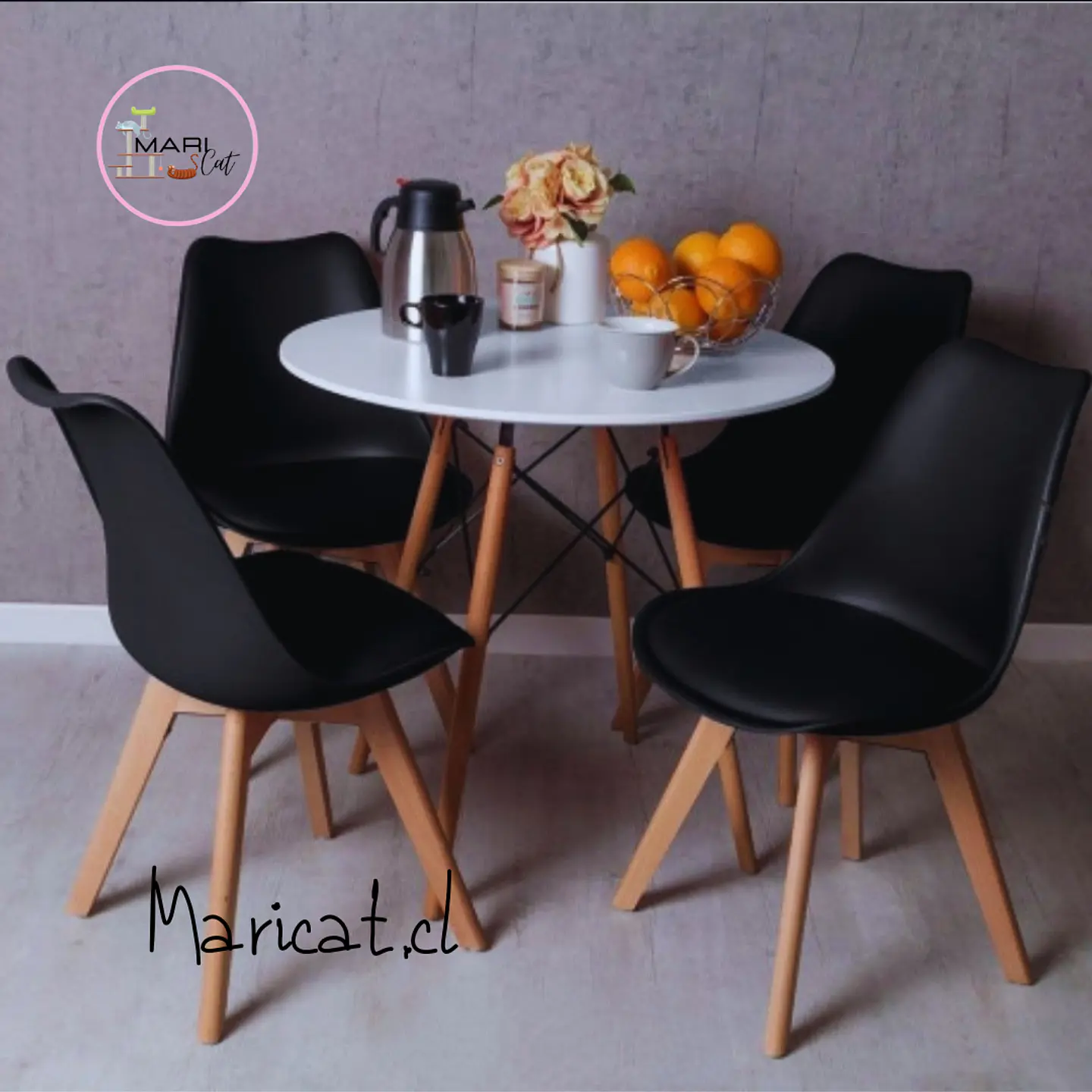Comedor Redondo Melamina 4 Sillas Tulip – Mesa 80cm 10