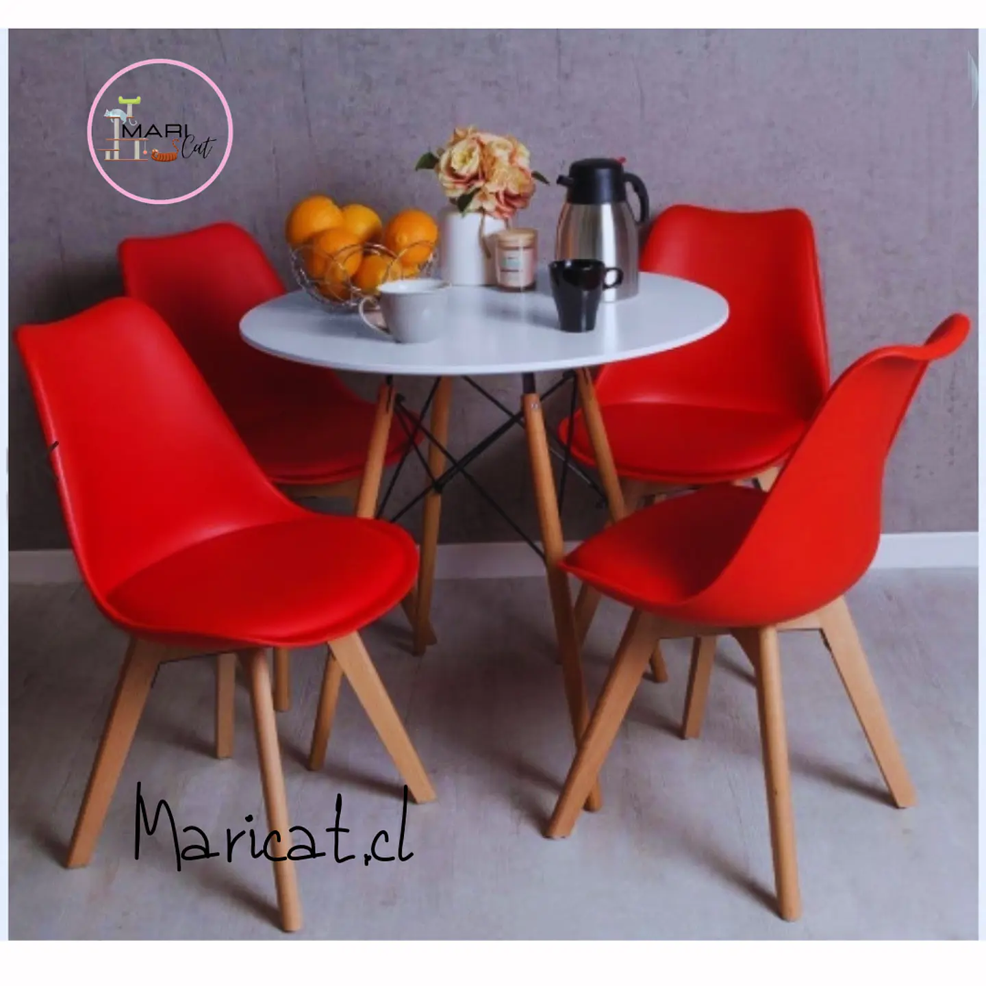 Comedor Redondo Melamina 4 Sillas Tulip – Mesa 80cm 11