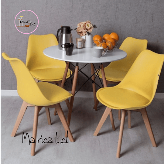 Comedor Mesa Eames 80cm + 4 Sillas Tulip