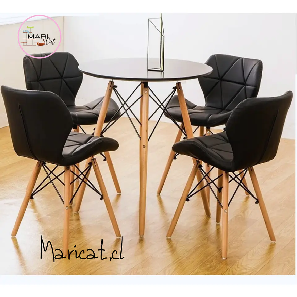 Comedor Redondo Melamina 4 Sillas Mariposa – Mesa 80cm 4