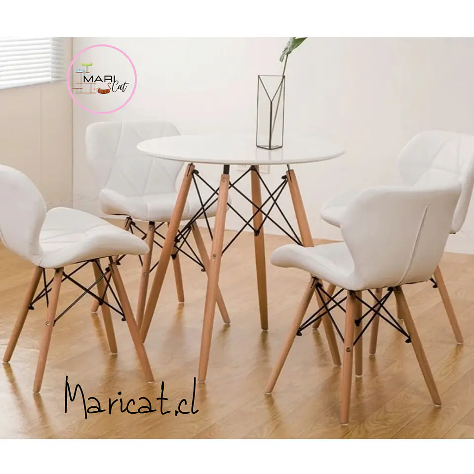 Comedor Redondo Melamina 4 Sillas Mariposa – Mesa 80cm 2