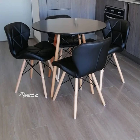 Comedor Redondo Melamina 4 Sillas Mariposa – Mesa 80cm