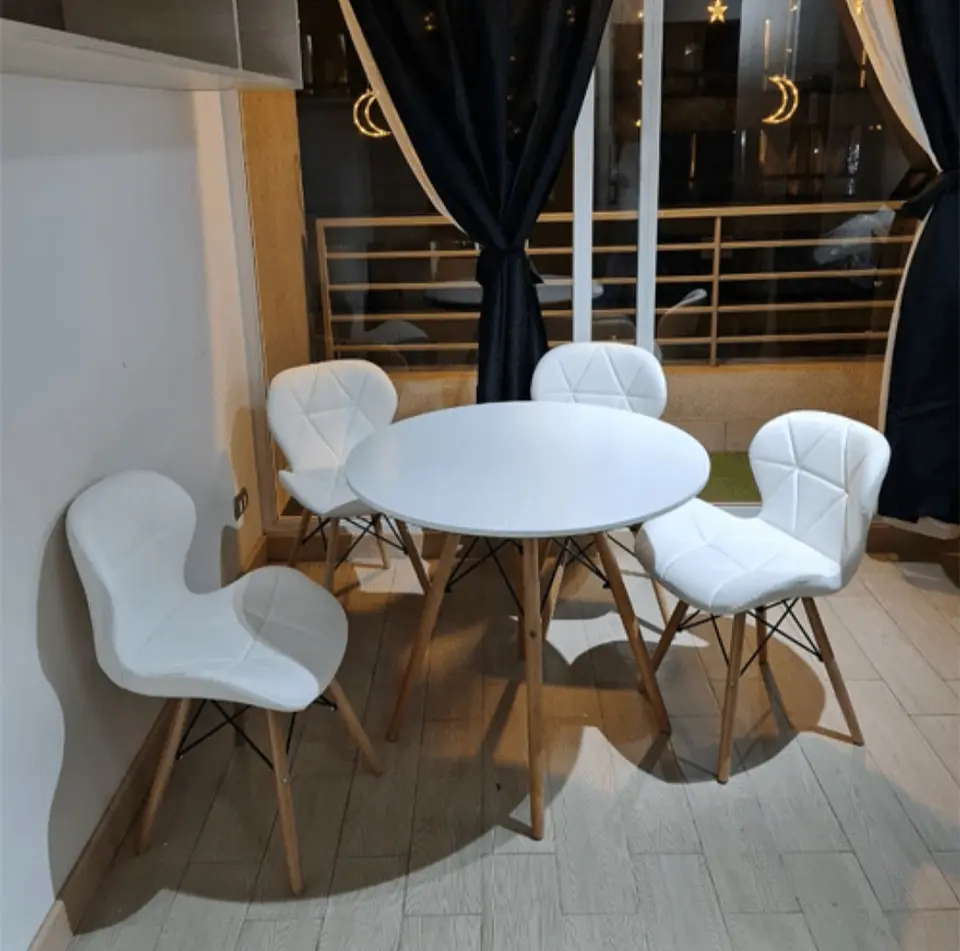 Comedor Redondo Melamina 4 Sillas Mariposa – Mesa 100cm 2