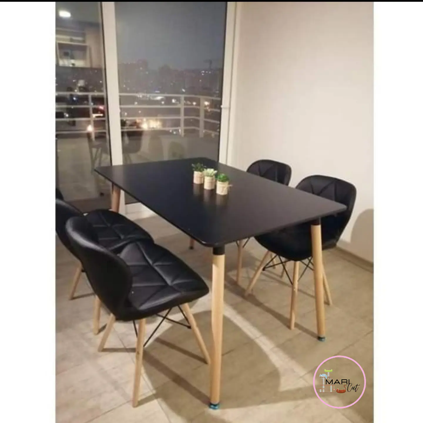 Comedor Rectangular Melamina 4 Sillas Mariposa – Mesa 130x80cm 4