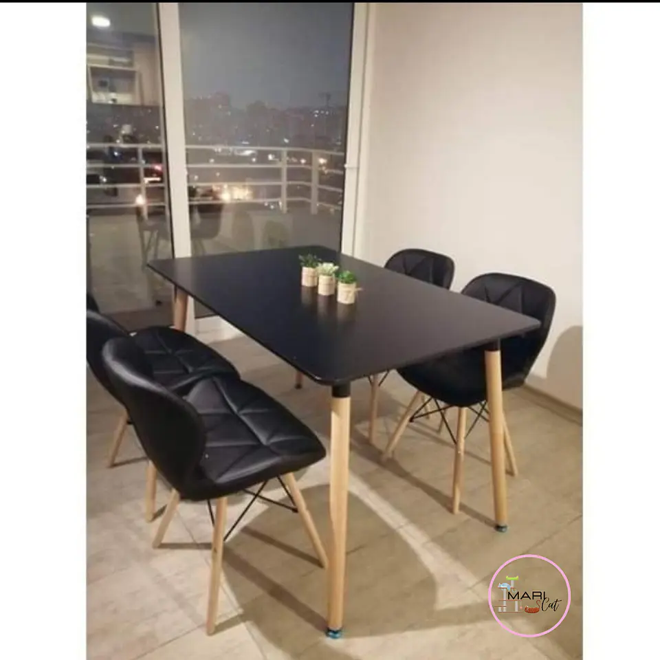 Comedor Rectangular Melamina 4 Sillas Mariposa – Mesa 130x80cm 4