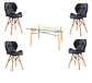 Mesa Rectangular europeo vidrio metal + 4 sillas mariposa ecocuero acolchada eames- comedor 140cm - Miniatura 3