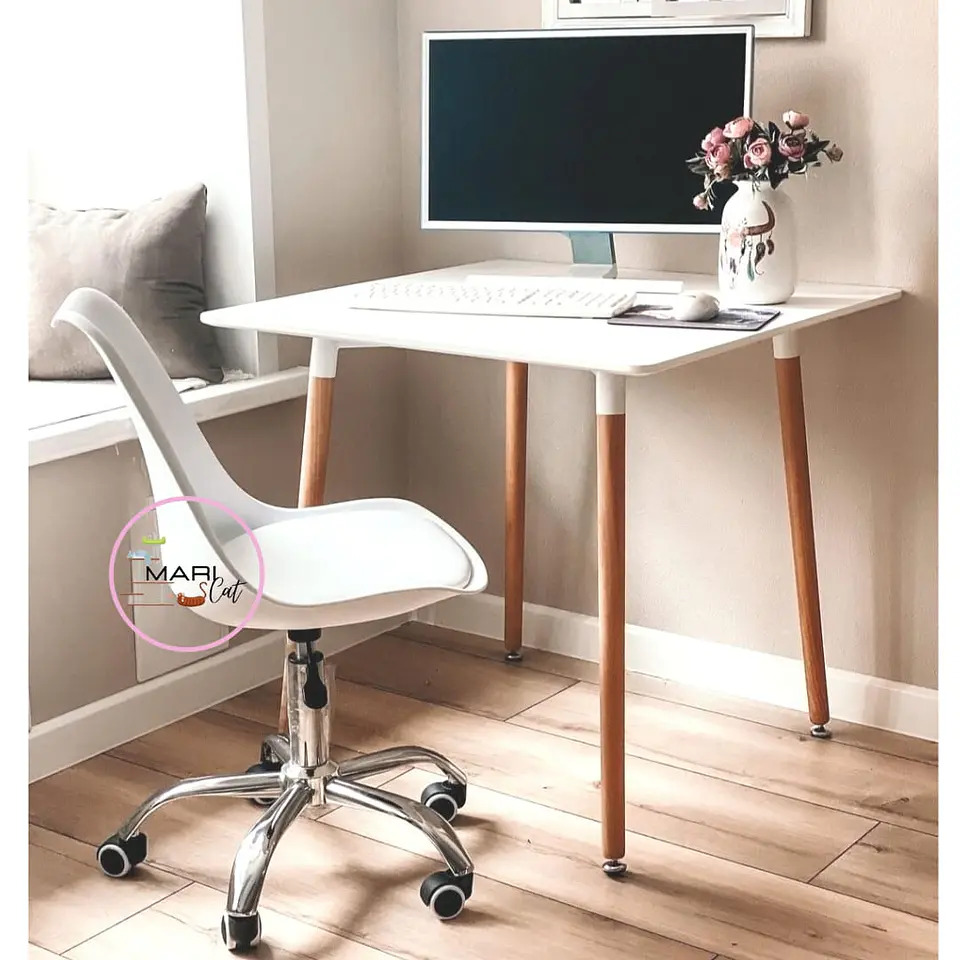 Pack Escritorio para Estudio + Silla Tulip MDF 80x80 cm 1