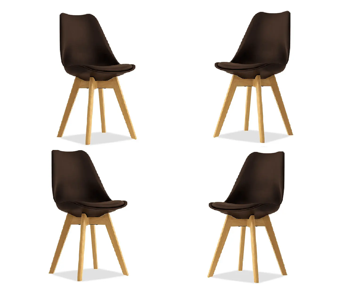 Pack 4 Sillas Tulip Asiento Polipropileno Cojín Eco Cuero  10
