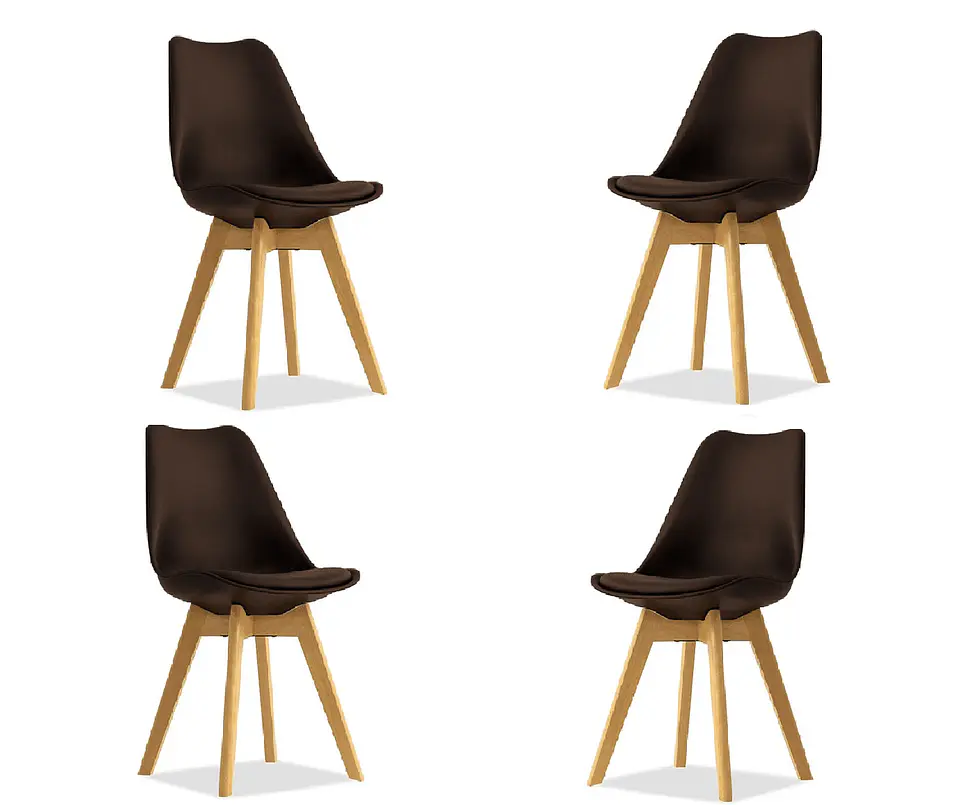 Pack 4 Sillas Tulip Asiento Polipropileno Cojín Eco Cuero  10