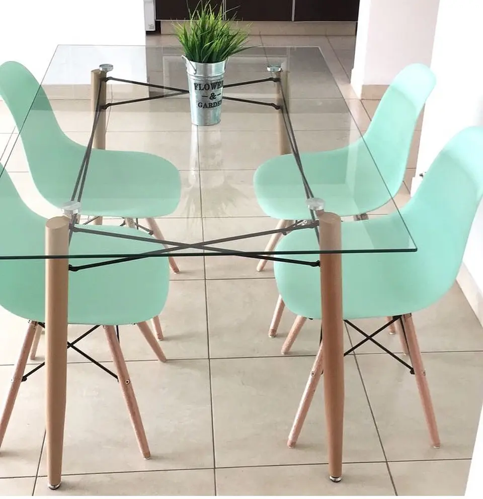 Comedor Rectangular Vidrio 4 Sillas Nordic – Mesa 140x90cm 2