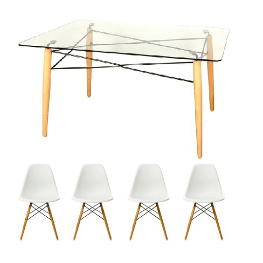 Mesa Rectangular + silla eames polipropileno nordico