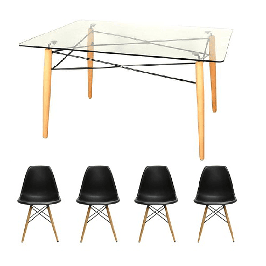 Mesa Rectangular + silla eames polipropileno nordico