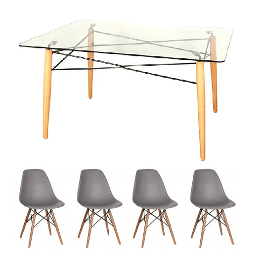 Mesa Rectangular + silla eames polipropileno nordico