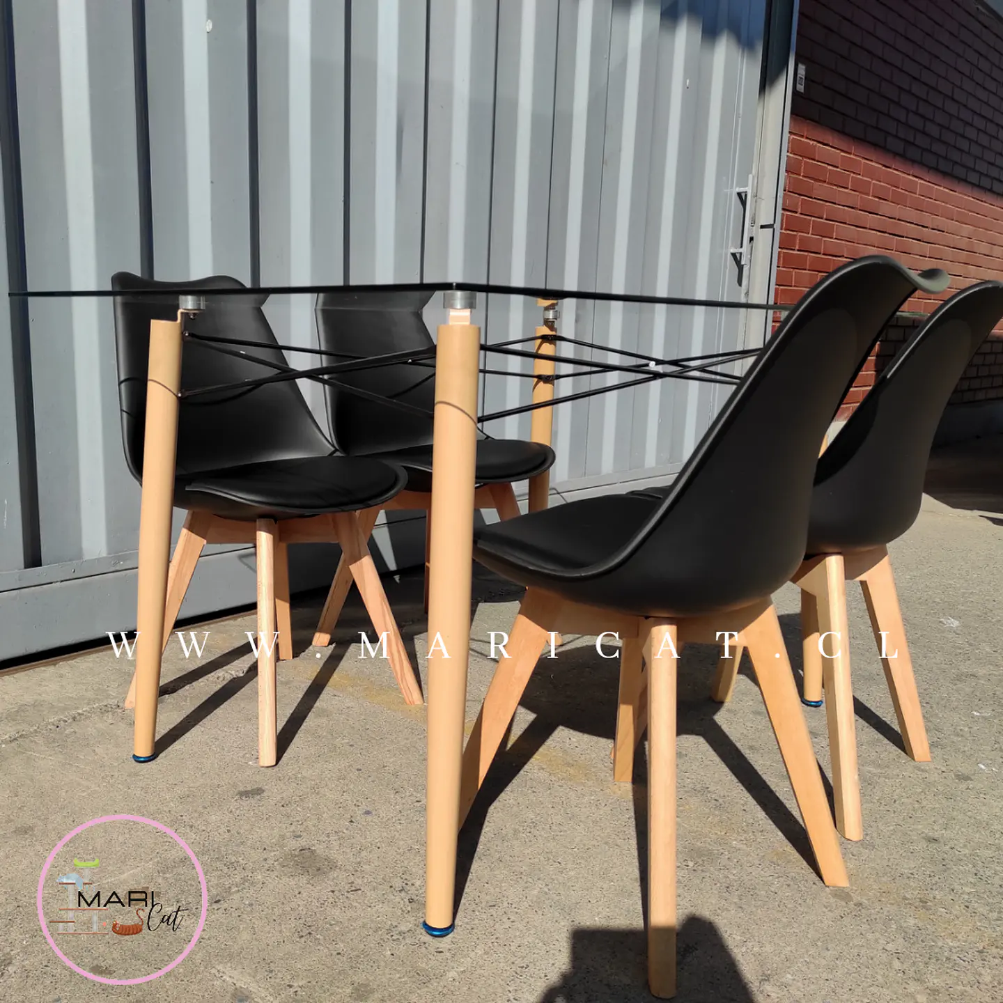 Mesa Rectangular europeo vidrio + 4 sillas tulip polipropileno con cojin - comedor 140cm 3