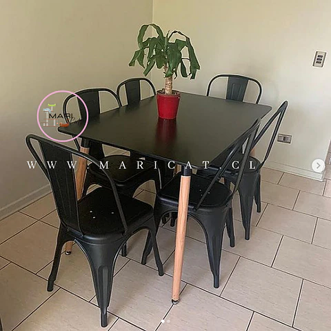 Comedor Rectangular Melamina 6 Sillas Tolix – Mesa 120x80cm