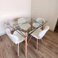Mesa Rectangular europeo vidrio metal + 4 sillas mariposa ecocuero acolchada eames- comedor 140cm - Miniatura 1