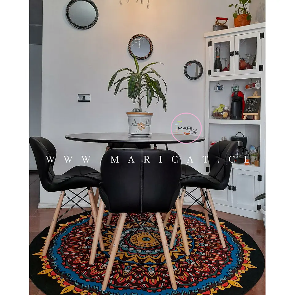 Comedor Redondo Melamina 4 Sillas Mariposa – Mesa 100cm 3