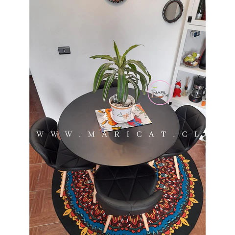 Comedor Redondo Melamina 4 Sillas Mariposa – Mesa 100cm