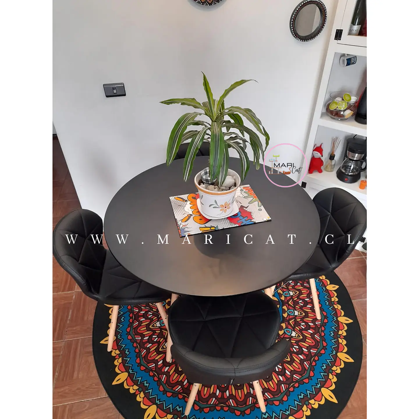 Comedor Redondo Melamina 4 Sillas Mariposa – Mesa 100cm 1