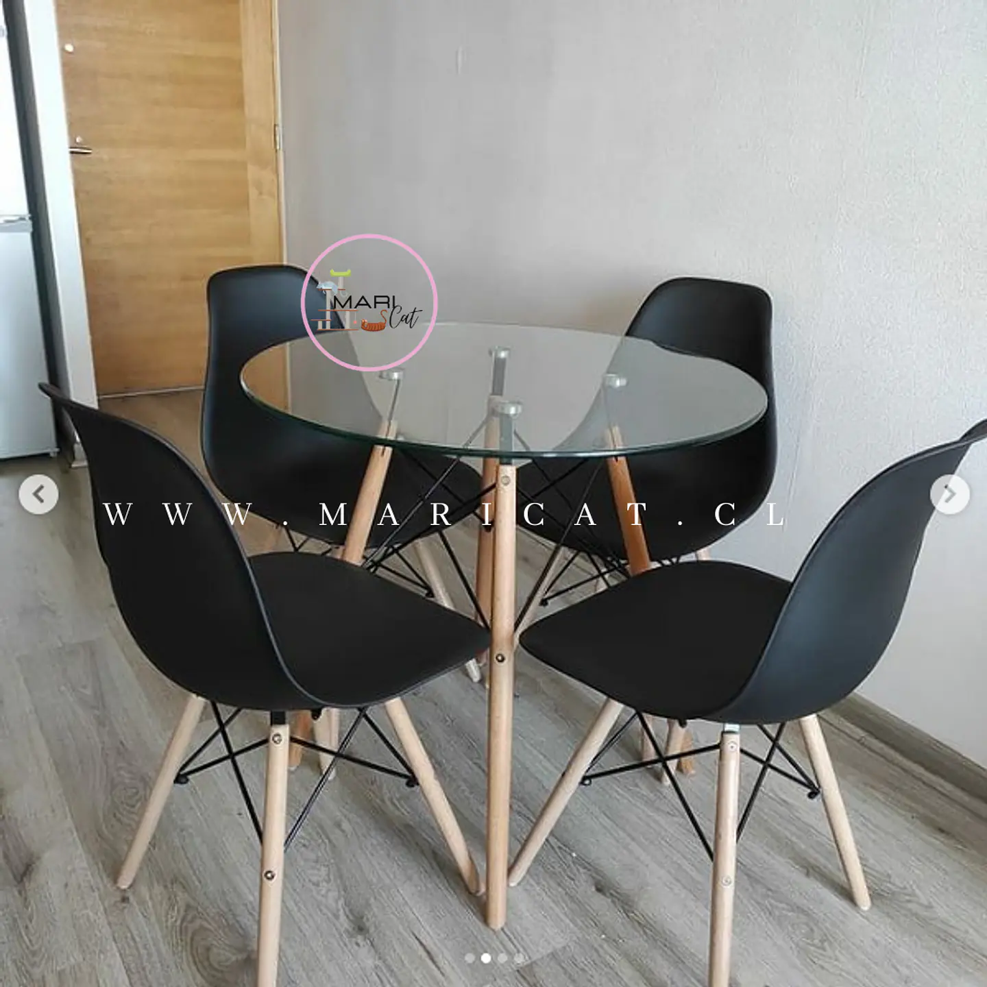 Mesa Eames Redonda de Vidrio + 4 Sillas Eames – Comedor 80cm 1