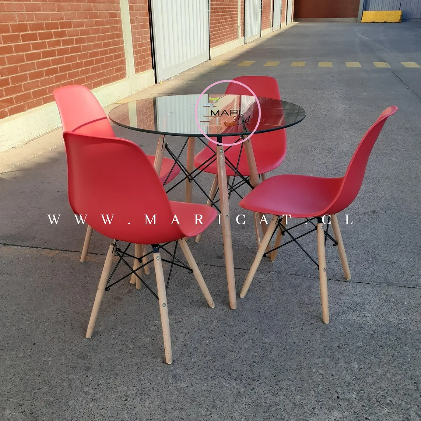 Mesa Eames Redonda de Vidrio + 4 Sillas Eames – Comedor 80cm 3