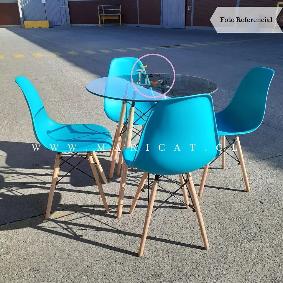 Comedor Redondo Madera 4 Sillas Eames – Mesa 100cm 3
