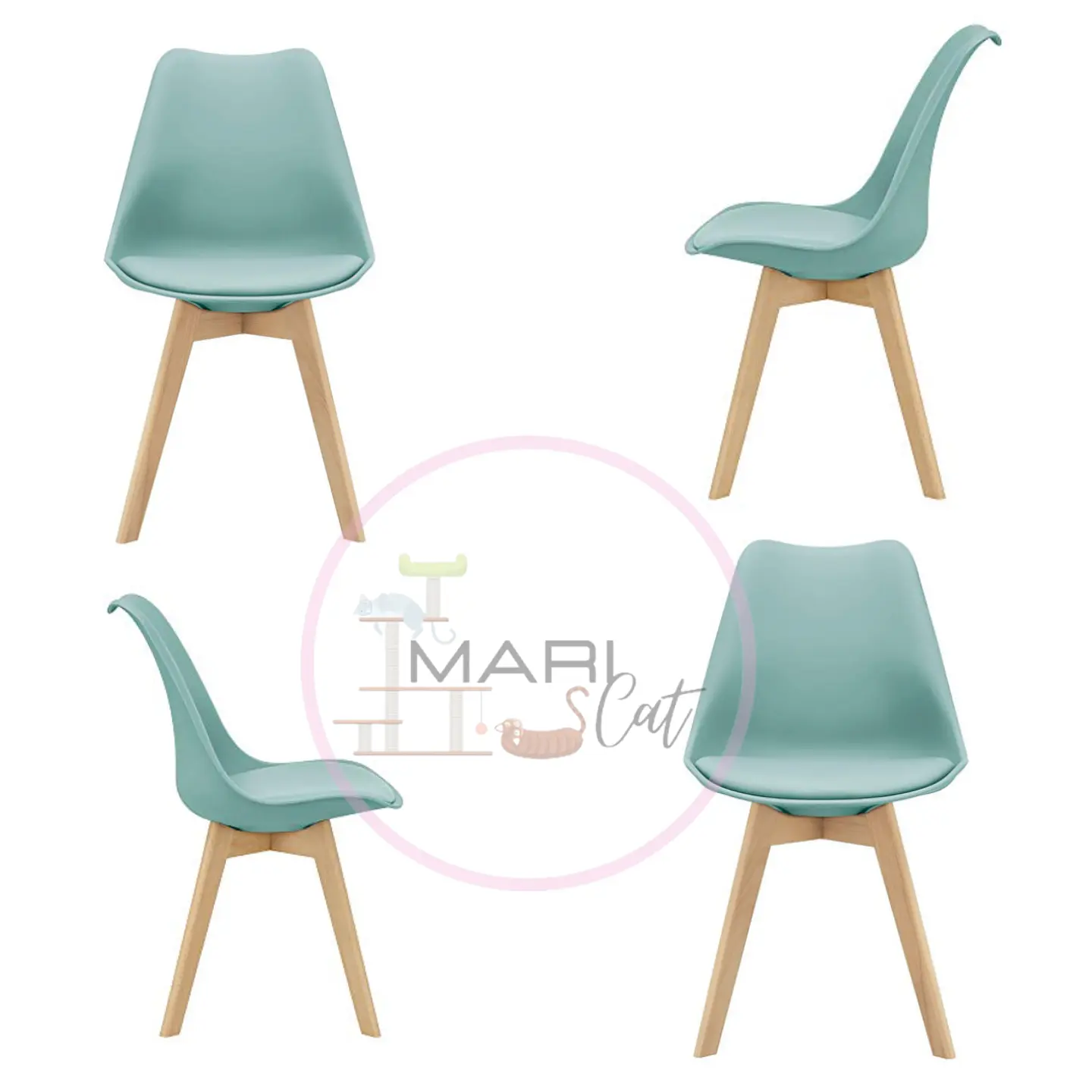 Pack 4 Sillas Tulip Asiento Polipropileno Cojín Eco Cuero  5