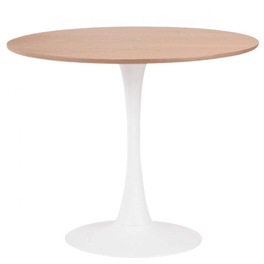 Mesa Tulip Wood con Cubierta de Melamina Autoadhesiva y Base de Acero Inoxidable