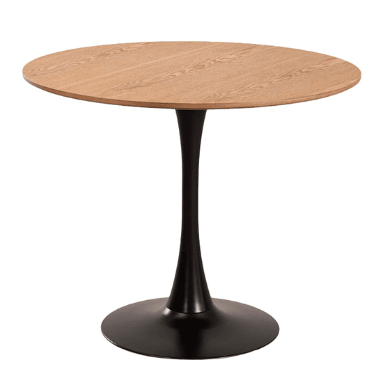 Mesa Tulip Wood con Cubierta de Melamina Autoadhesiva y Base de Acero Inoxidable