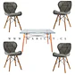 Mesa Rectangular europeo vidrio metal + 4 sillas mariposa ecocuero acolchada eames- comedor 140cm - Miniatura 2