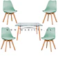 Mesa Rectangular Europeo vidrio metal + 4 sillas Tulip polipropileno con cojin- Comedor 140cm - Miniatura 6