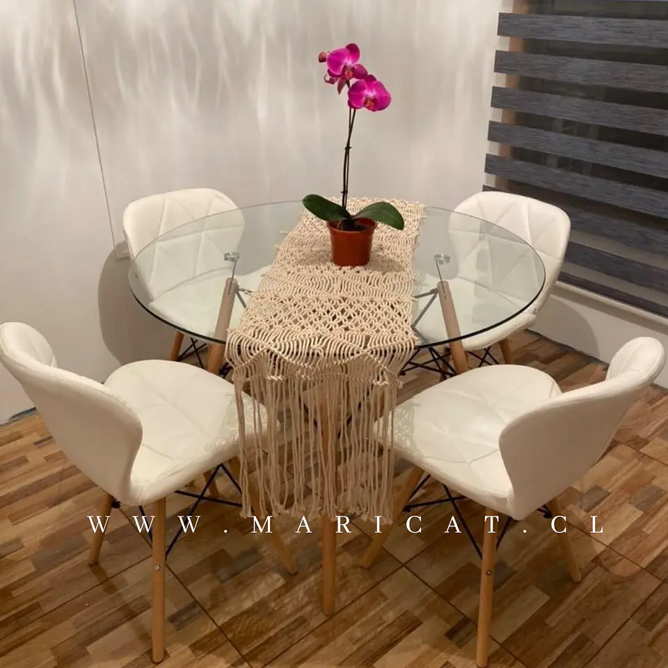 Comedor Redondo Vidrio 4 Sillas Mariposa – Mesa 100cm 3