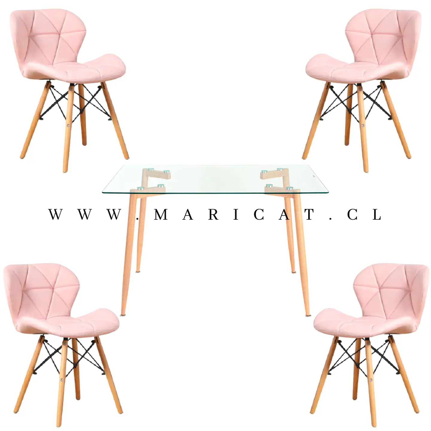 Comedor Rectangular Madera 4 Sillas Mariposa – Mesa 100cm 3