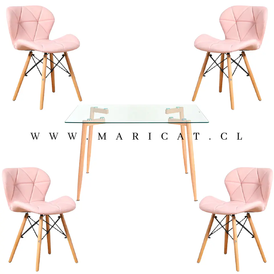 Comedor Rectangular Madera 4 Sillas Mariposa – Mesa 100cm 3
