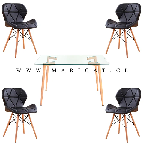 Comedor Redondo Madera 4 Sillas Mariposa – Mesa 100cm